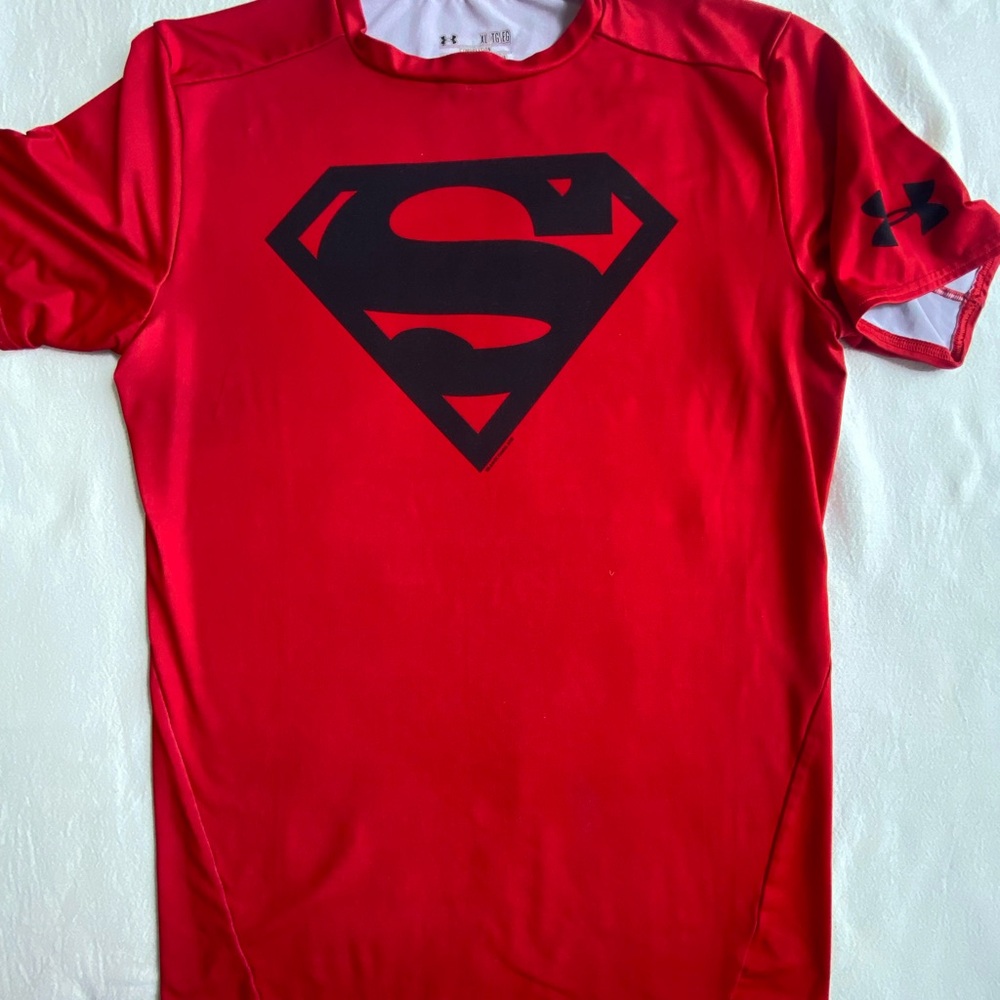 Under Armour Red Superman Logo Tee